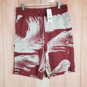 Staple Pigeon Mens Shorts Sz Large Burgundy Polyester Drawstring Sweatshorts